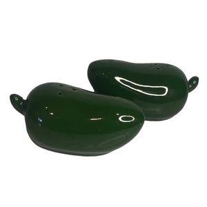Green Chili Peppers Salt and Pepper Shakers 4 x 2 Inch Collectable Useable
